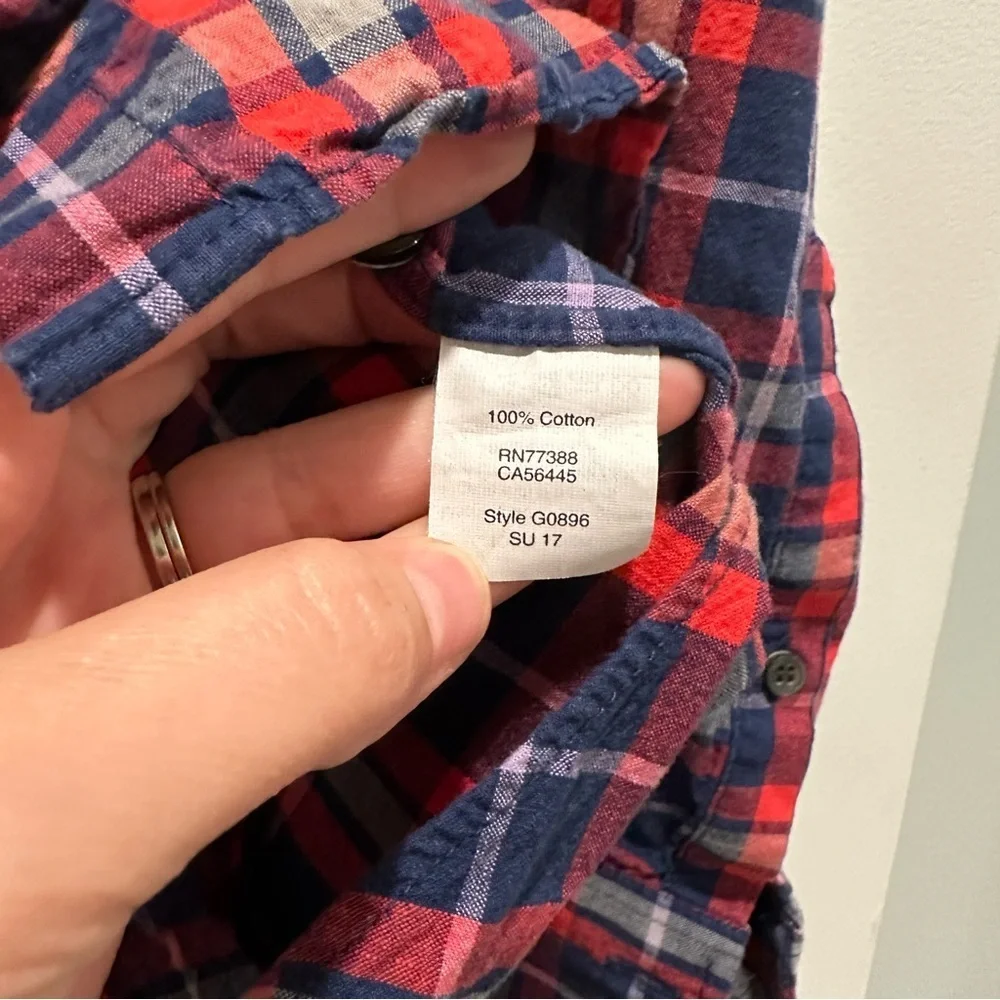 J. Crew Red and Blue Boy Fit Plaid Shirt